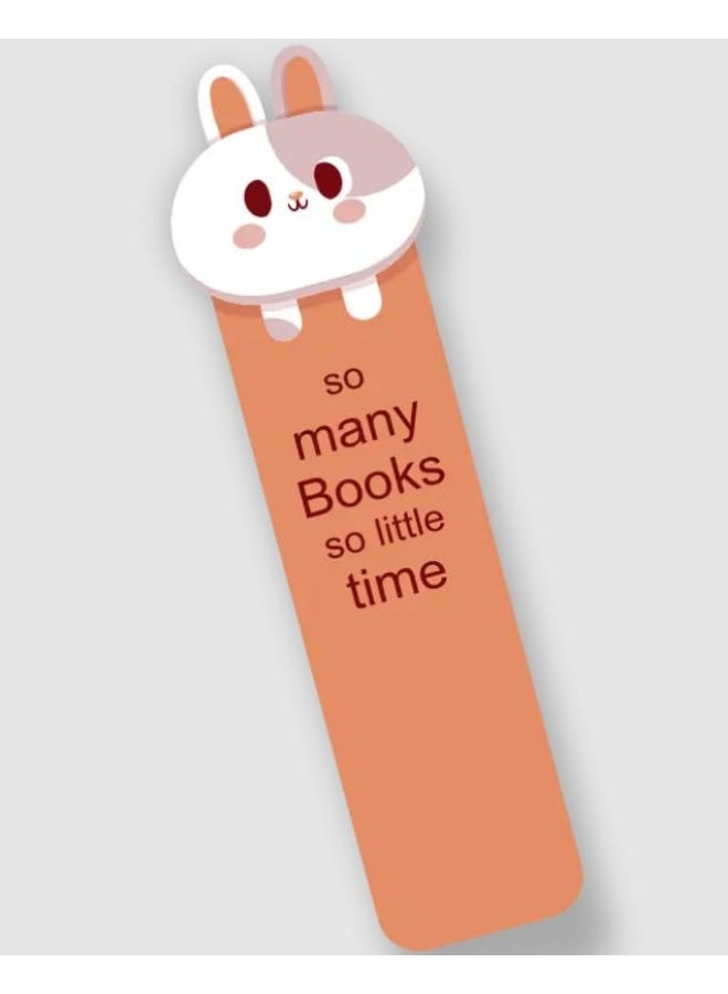 Cute Bunny Bookmark with Quote 'So Many Books So Little Time', Orange and White